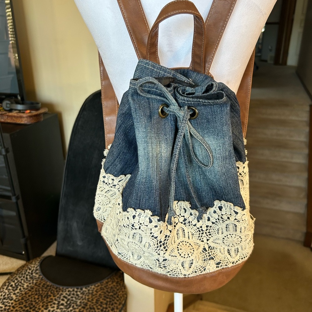 Denim and Lace Backpack